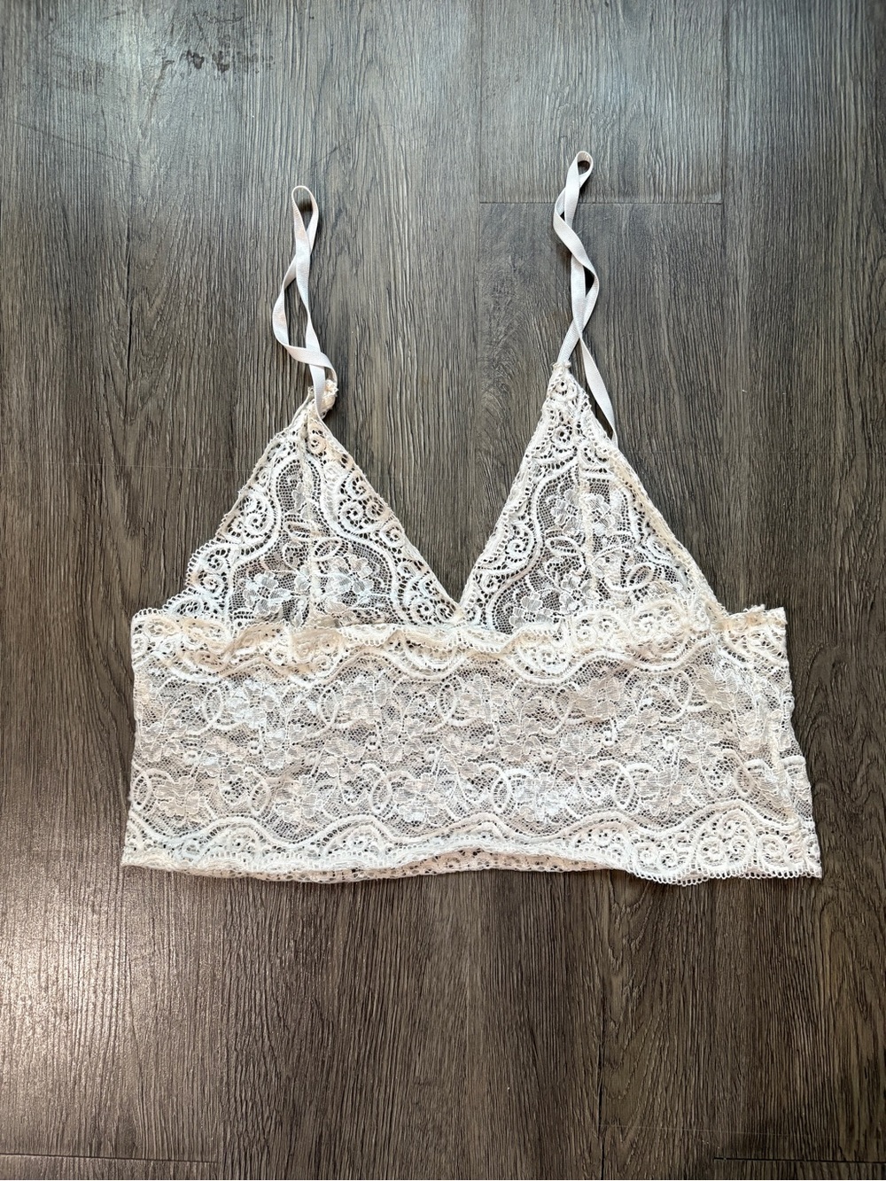 Lace Bralette Crop Top in Ivory